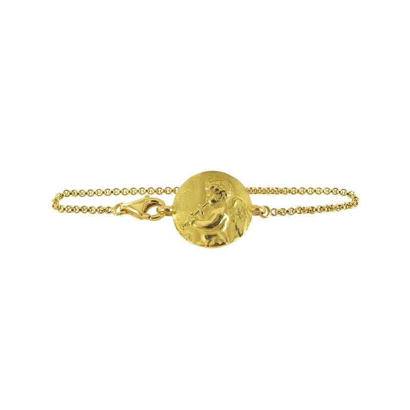 Gourmette enfant 13 cm ange au pipeau en or Tournaire