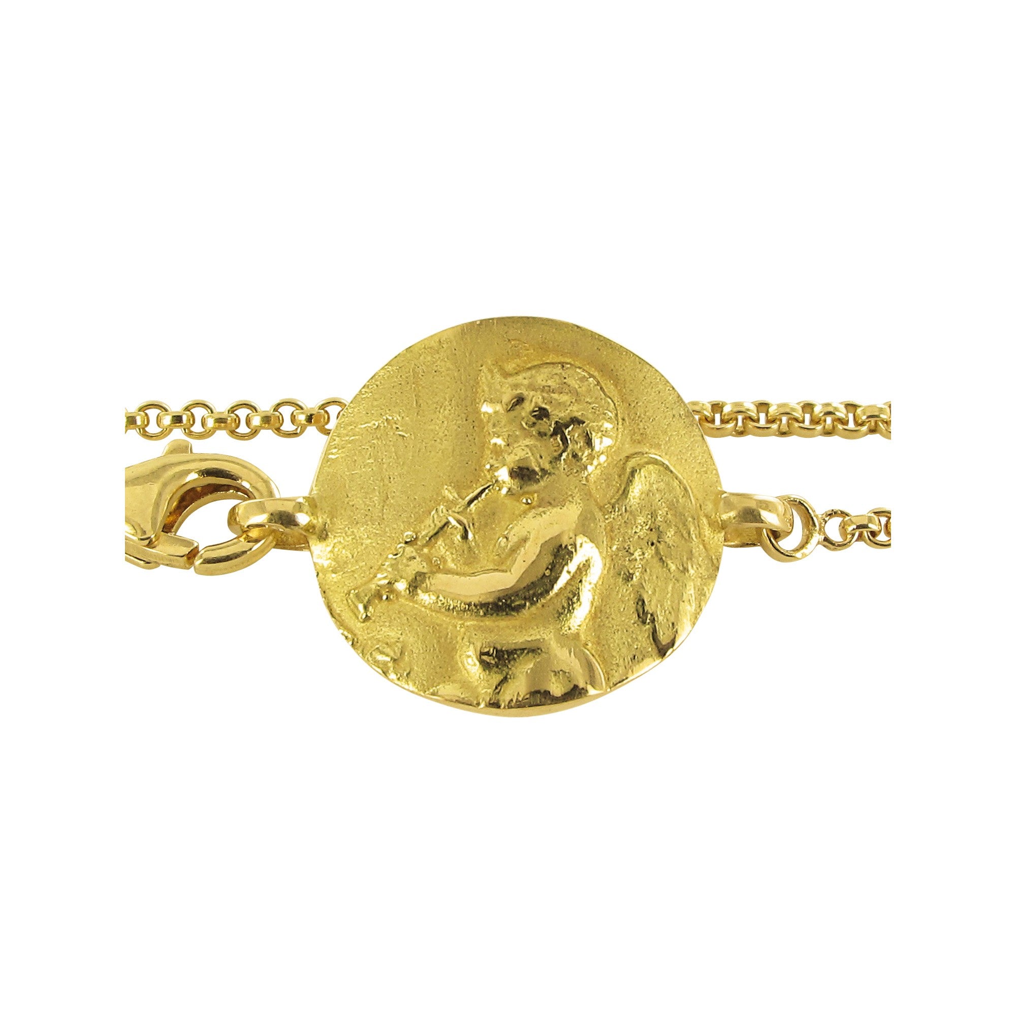 Gourmette enfant 13 cm ange au pipeau en or Tournaire