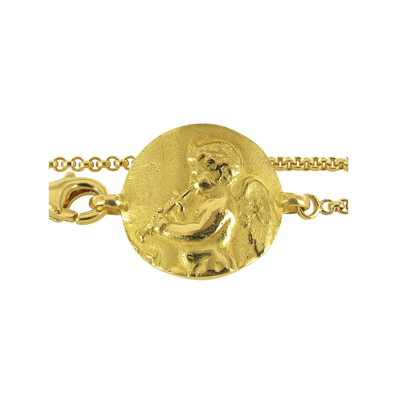Gourmette enfant 13 cm ange au pipeau en or Tournaire