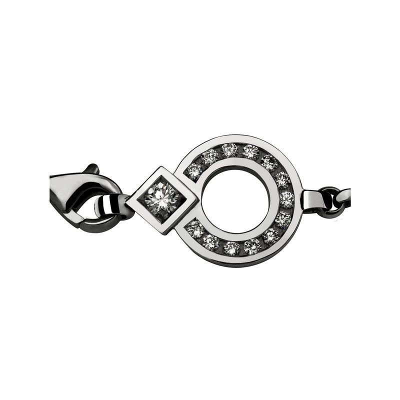 Bracelet chaine Tournaire or et pavage diamants signe éclipse rond