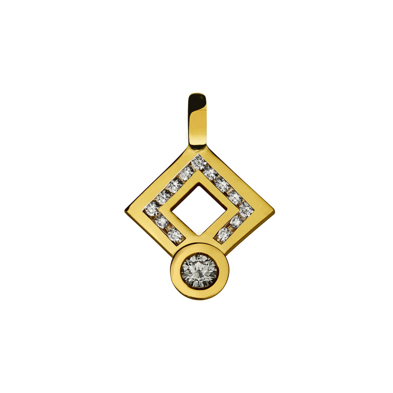 Pendant signe Diamond-paved lozenge in gold Tournaire