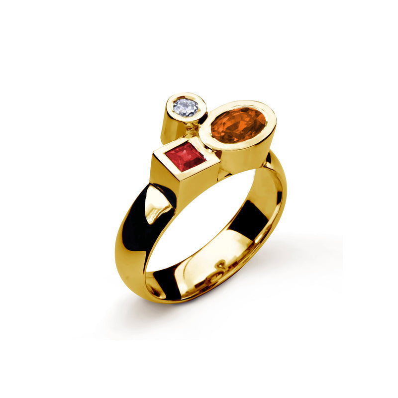 Bague Marélie Complice A3 medium diamants et saphirs orange en or