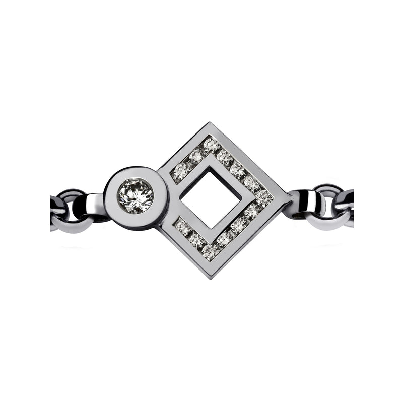 Bracelet chaine Tournaire or et pavage diamants signe éclipse losange