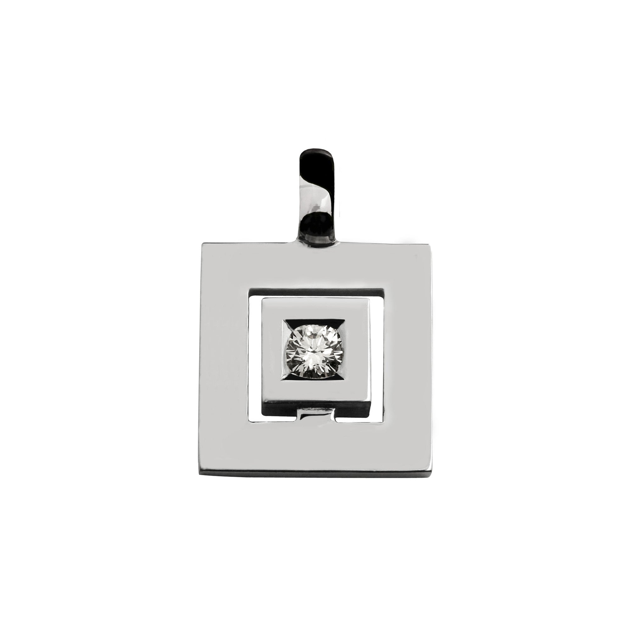 Pendentif signe Labyrinthe small carré diamant en or Tournaire