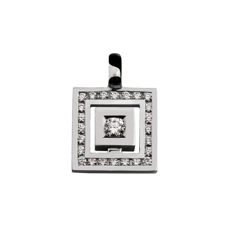 Pendant signe Labyrinth square Gold Diamond Paving Tournaire