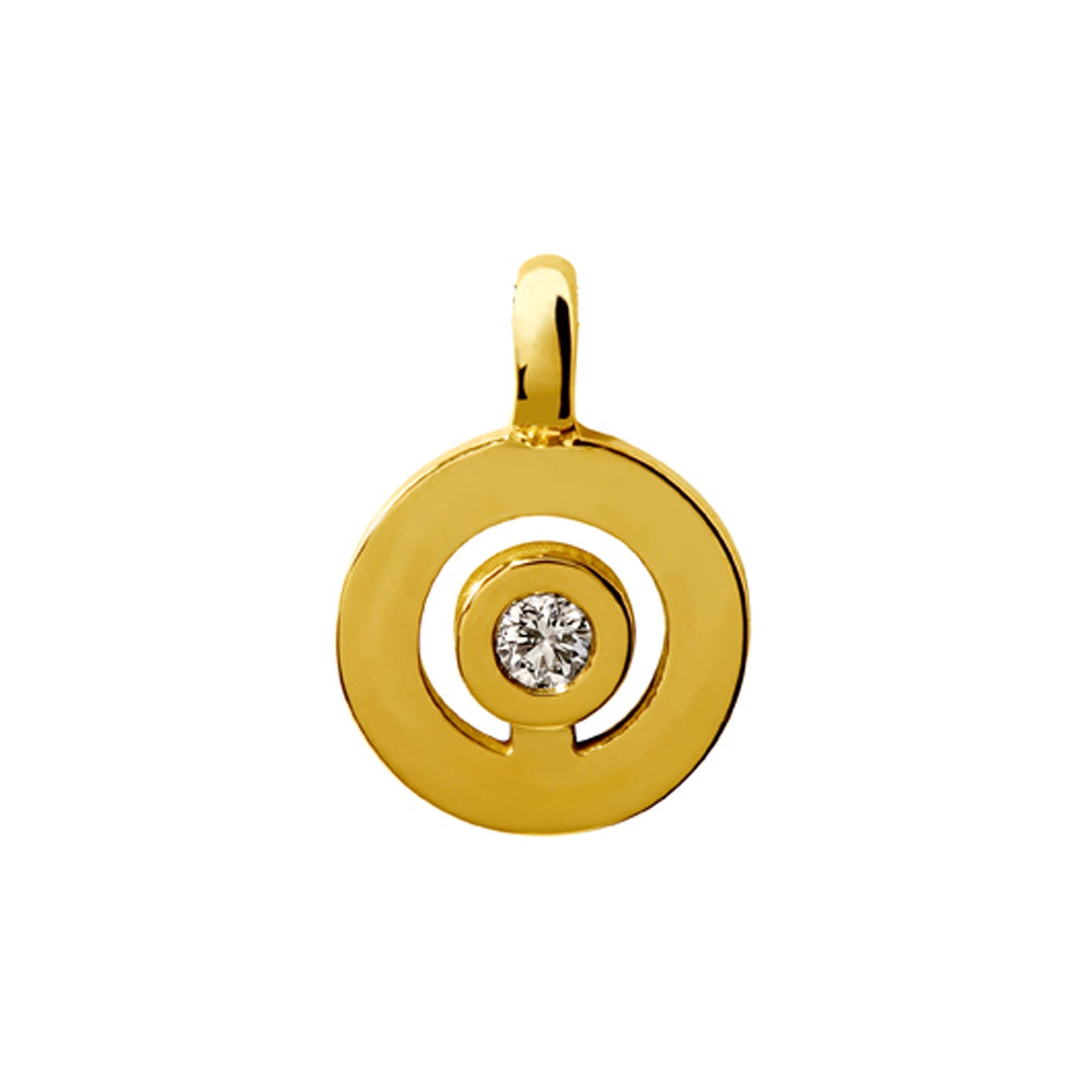 Pendentif signe Labyrinthe small rond diamant en or Tournaire