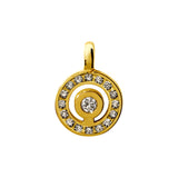 Pendentif signe Labyrinthe rond pavage diamant en or Tournaire