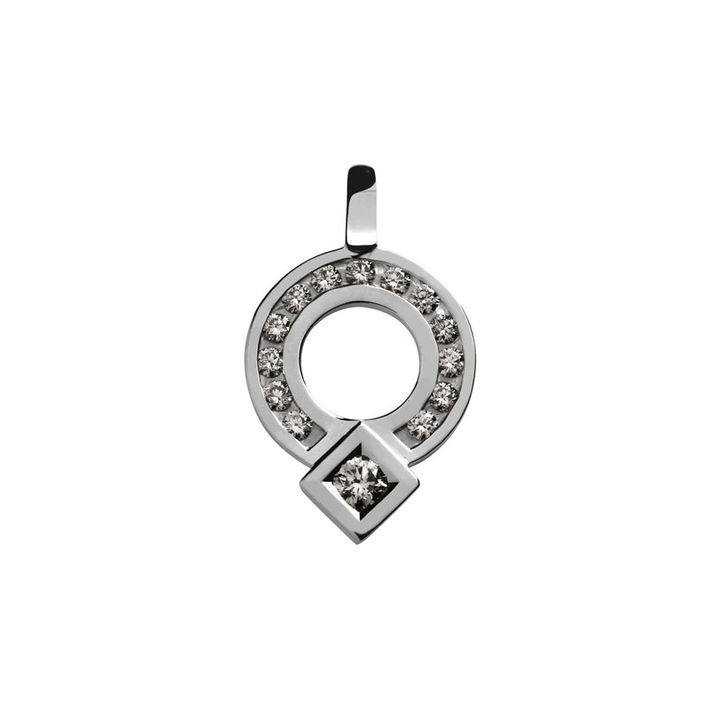 Pendentif signe Eclipse rond pavage diamant en or Tournaire