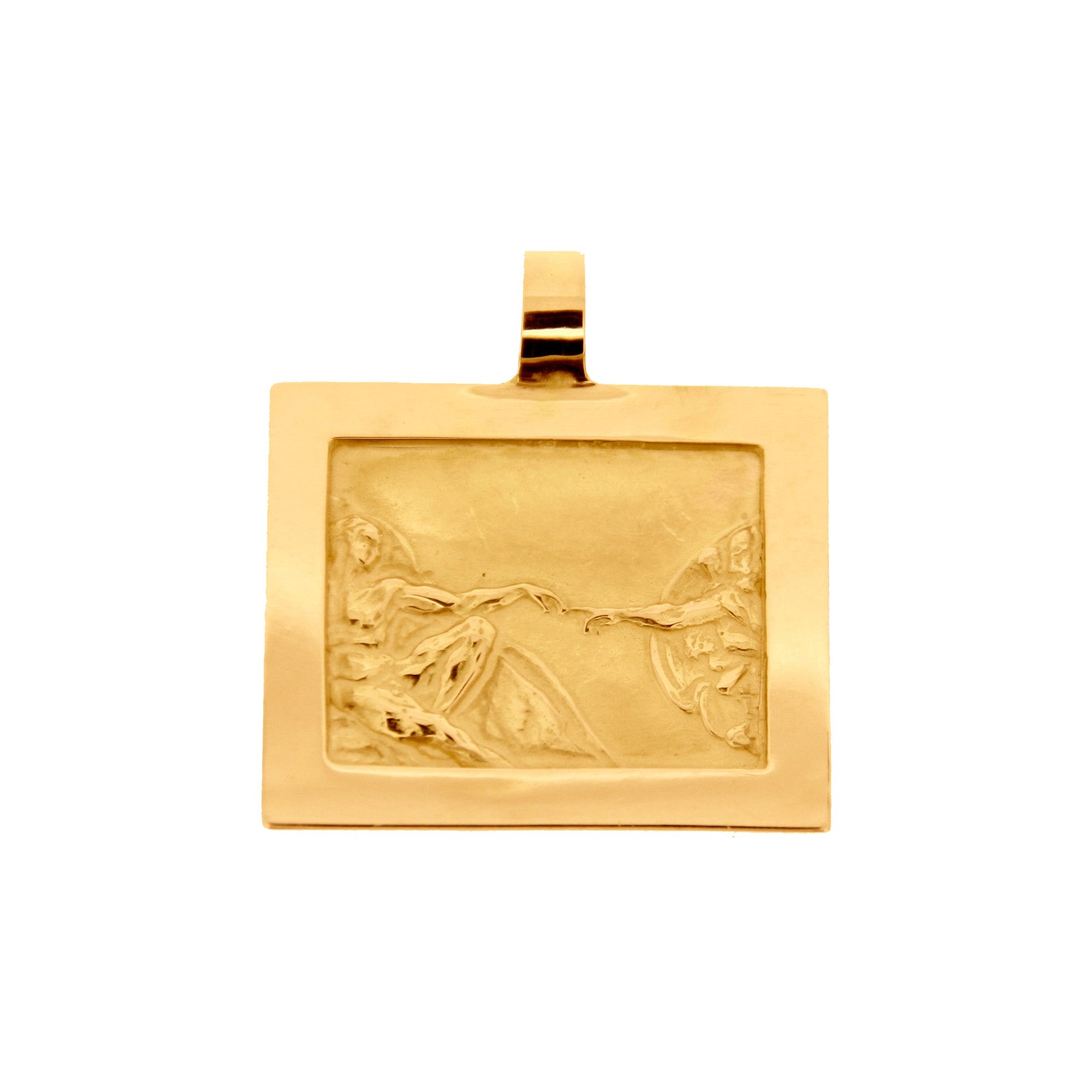 Pendentif rectange création du monde homme en or Tournaire