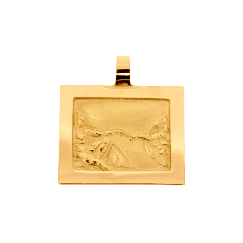 Pendentif rectange création du monde homme en or Tournaire
