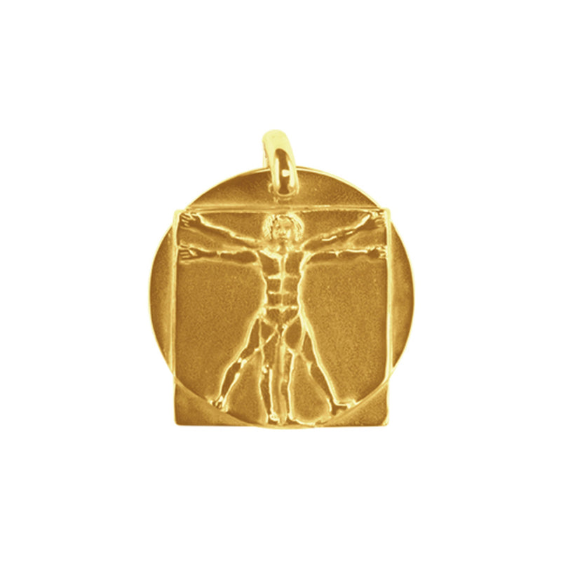 Pendentif homme de Vitruve carré et rond en or Tournaire