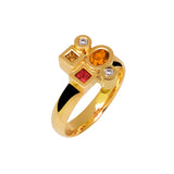 Bague Marélie A5 small diamants et saphirs orange en or