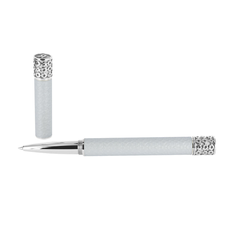 Stylo "Alchimie" Roller laque blanche nacré finition palladium