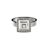 Bague Signe Labyrinthe carrée avec un rail de diamants en or