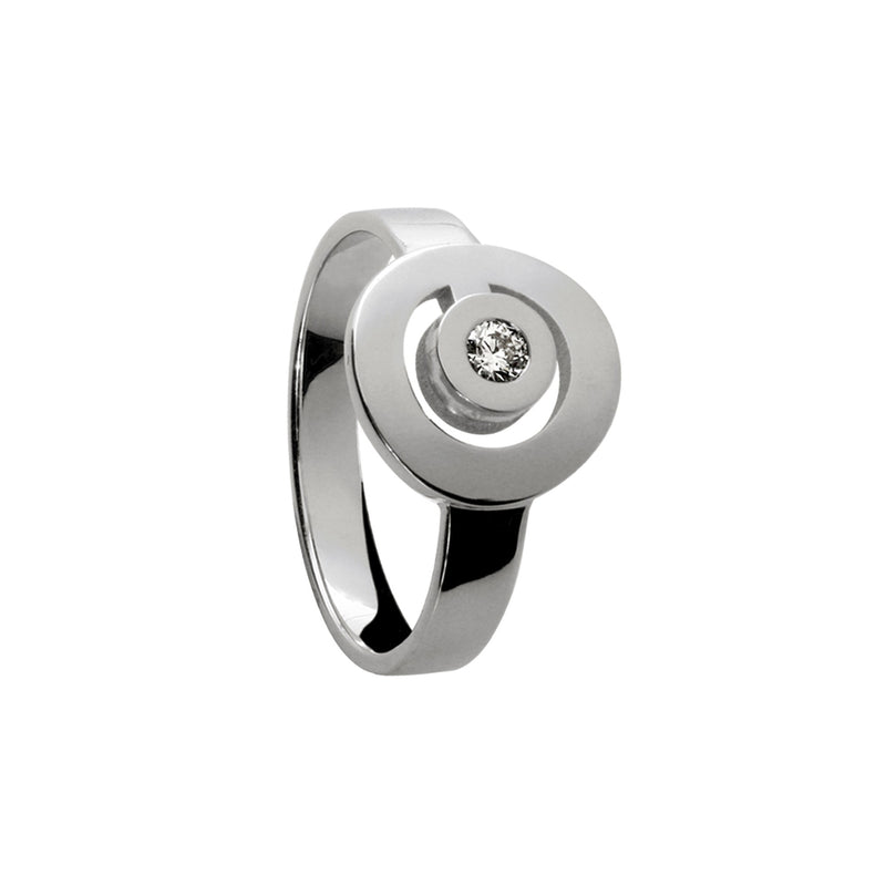 Bague Signe Labyrinthe rond diamant en or