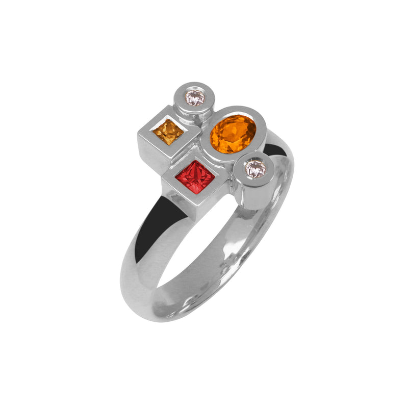 Bague Marélie A5 small diamants et saphirs orange en or