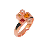 Bague Marélie A5 small diamants et saphirs orange en or