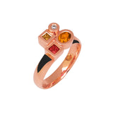 Bague Marélie A4 small diamants et saphirs orange en or