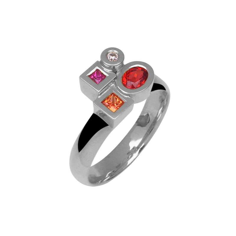 Bague Marélie A4 small diamants et saphirs orange en or