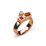 Bague Marélie Complice A3 medium diamants et saphirs orange en or