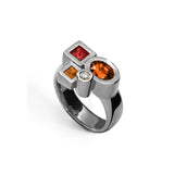Bague Marélie A4 diamant, saphirs et rubis orange en or