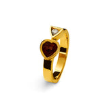 Gold garnet and diamond Cupid ring