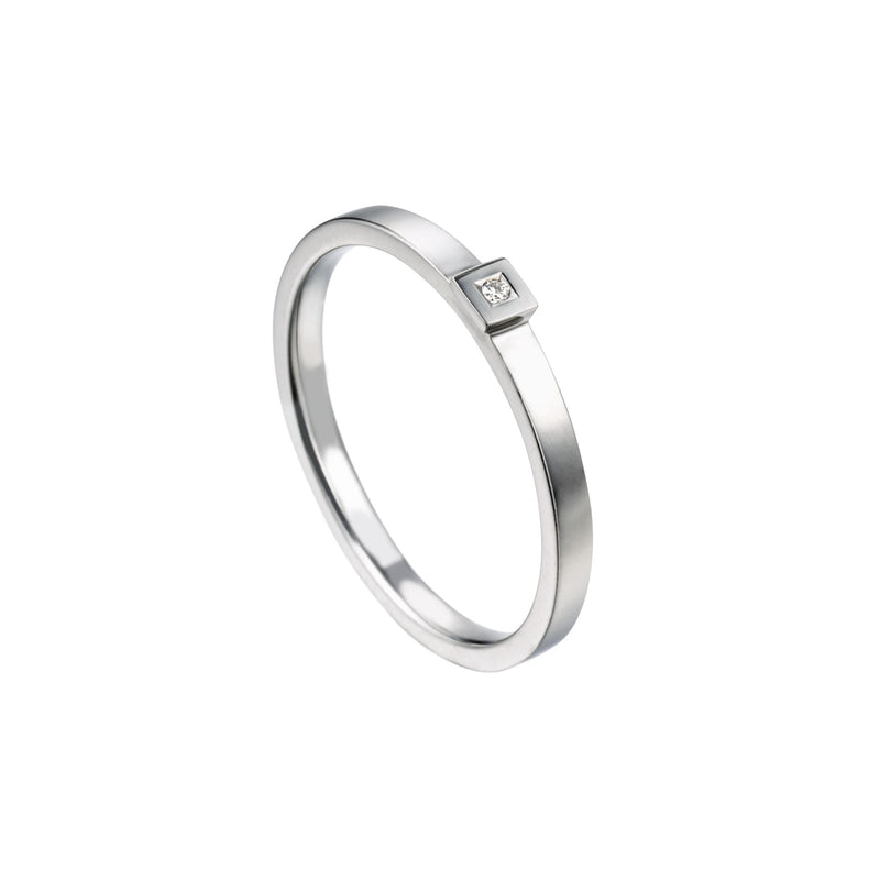 Bague Solitaire Alchimie carré diamant en or
