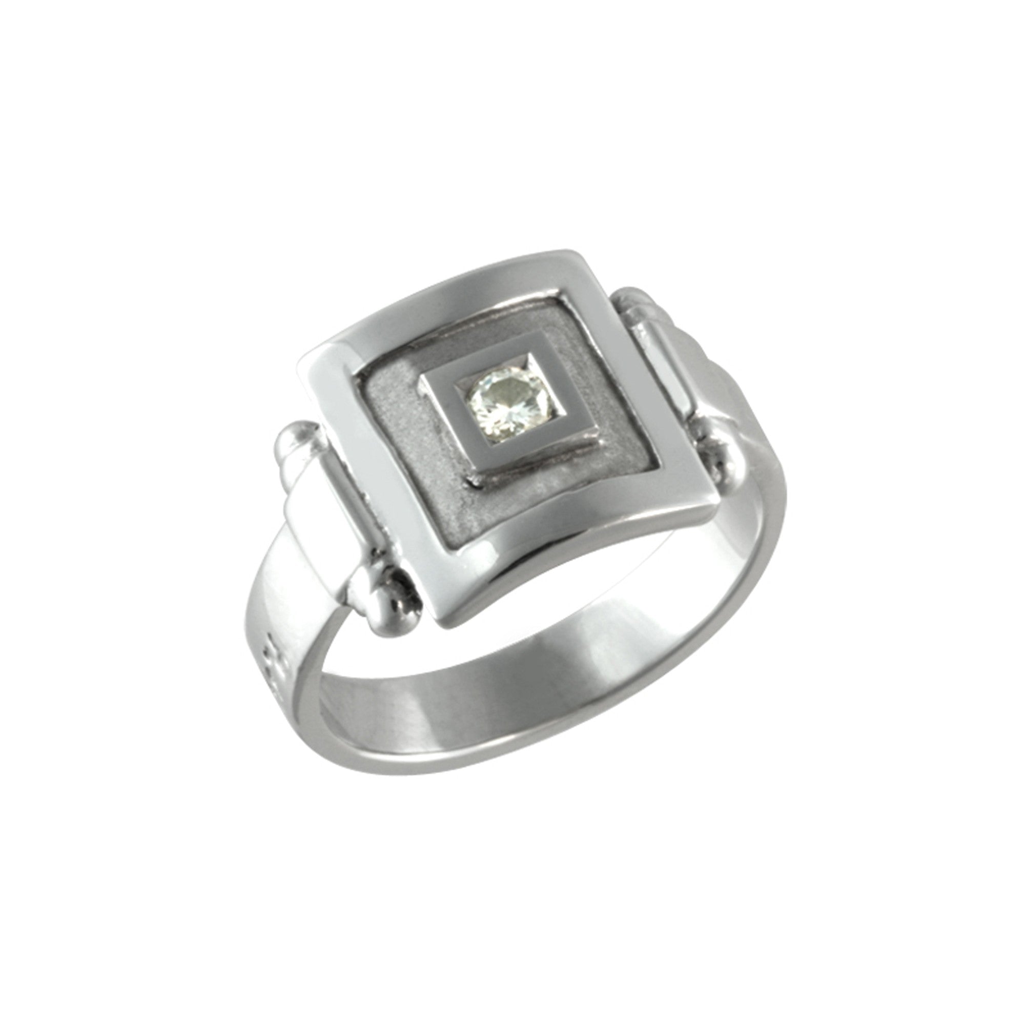 Ring Astrée square  small with a gold diamond
