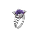 Bague Solitaire French Kiss XL en or avec Améthyste et pavage