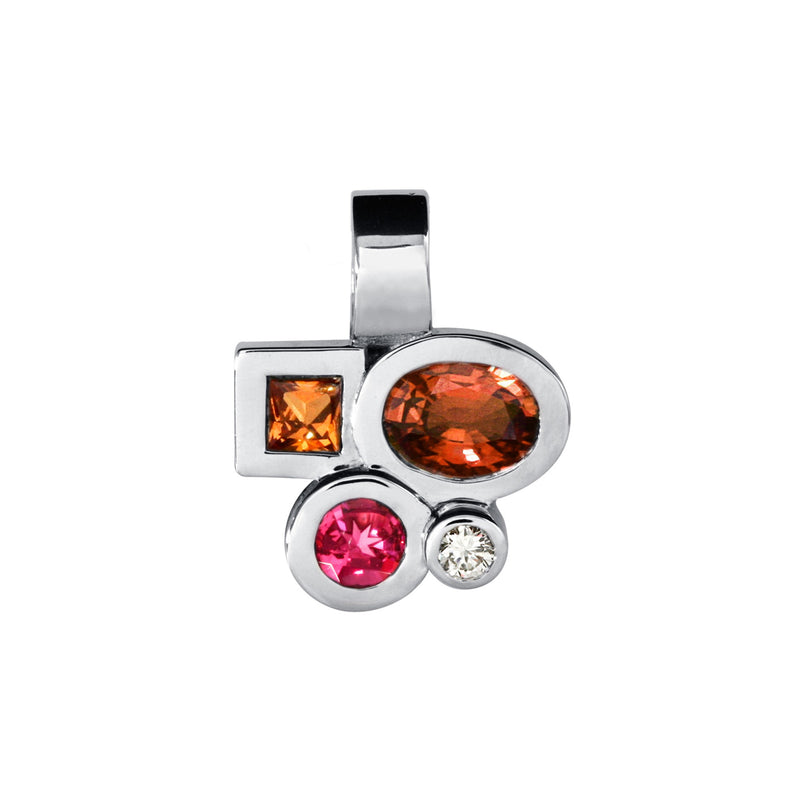 Pendentif Marélie orange saphirs et diamant en or
