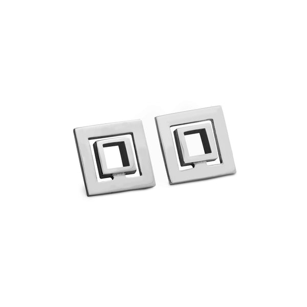 Boucles d'oreilles Signe Labyrinthe carré tout or