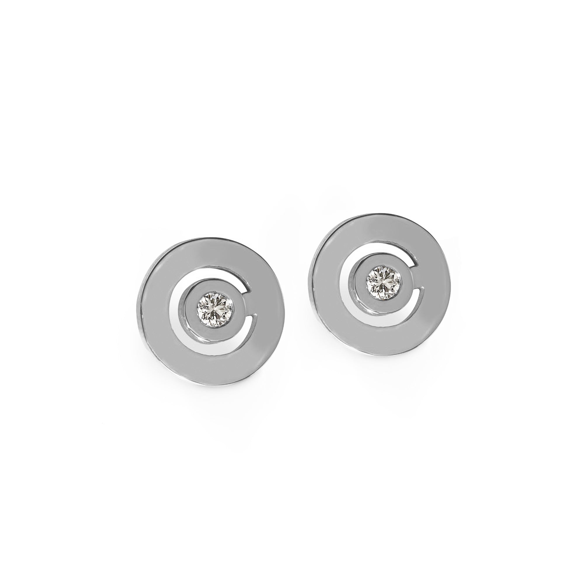 Boucles d'oreilles Signe Labyrinthe rond diamant en or