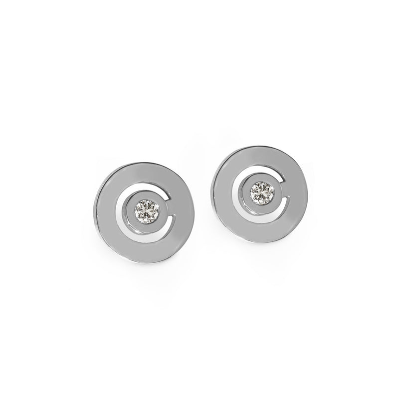 Boucles d'oreilles Signe Labyrinthe rond diamant en or