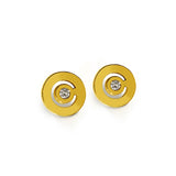Boucles d'oreilles Signe Labyrinthe rond diamant en or