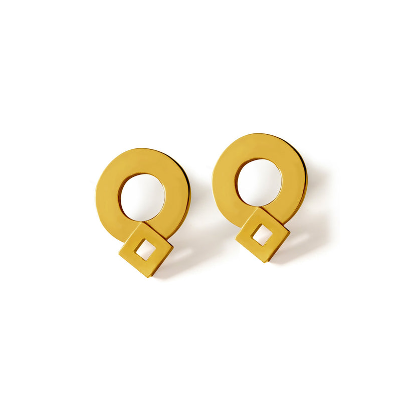 Boucles d'oreilles Signe Eclipse rond tout or