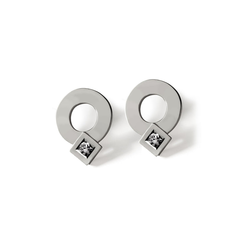 Boucles d'oreilles Signe Eclipse rond diamant en or