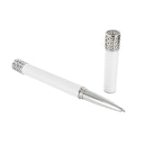 Stylo "Alchimie" Roller laque blanche nacré finition palladium