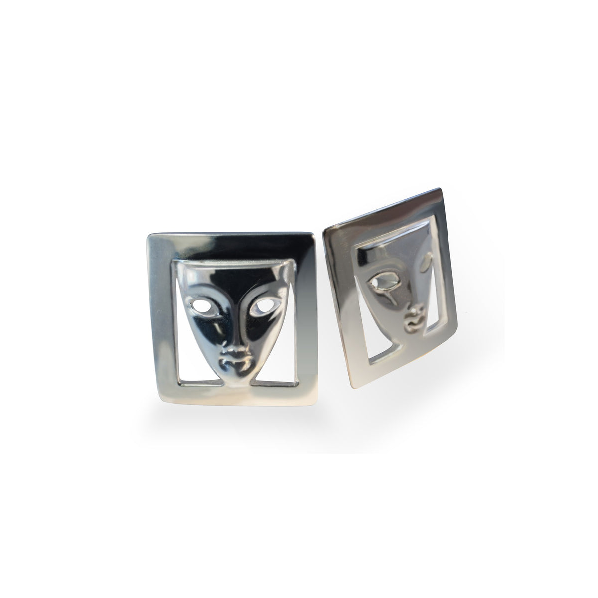 Boutons De Manchette Vintage Visage étrange - Modèle Huecho En Mexico, Occasion En Bon état