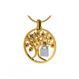 Pendentif Lock and Love 4 saison été diamants et or arbre des amoureux & cadenas d'amour sans chaine