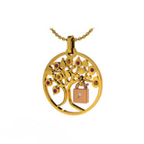 Pendentif Lock and Love 4 saison été diamants et or arbre des amoureux & cadenas d'amour sans chaine