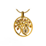 Pendentif Lock and Love 4 saison été diamants et or arbre des amoureux & cadenas d'amour sans chaine
