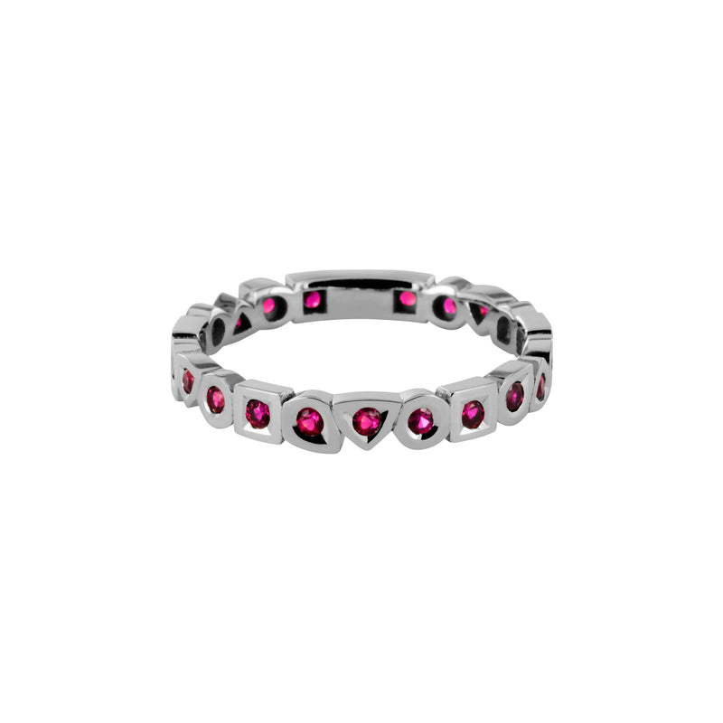 Bague alliance alchimie en or rubis rose avec 21 rubis