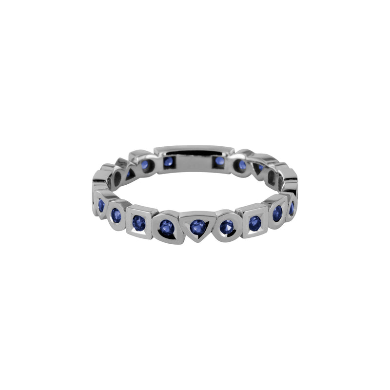 Bague alliance alchimie en or saphir bleu avec 21 saphirs