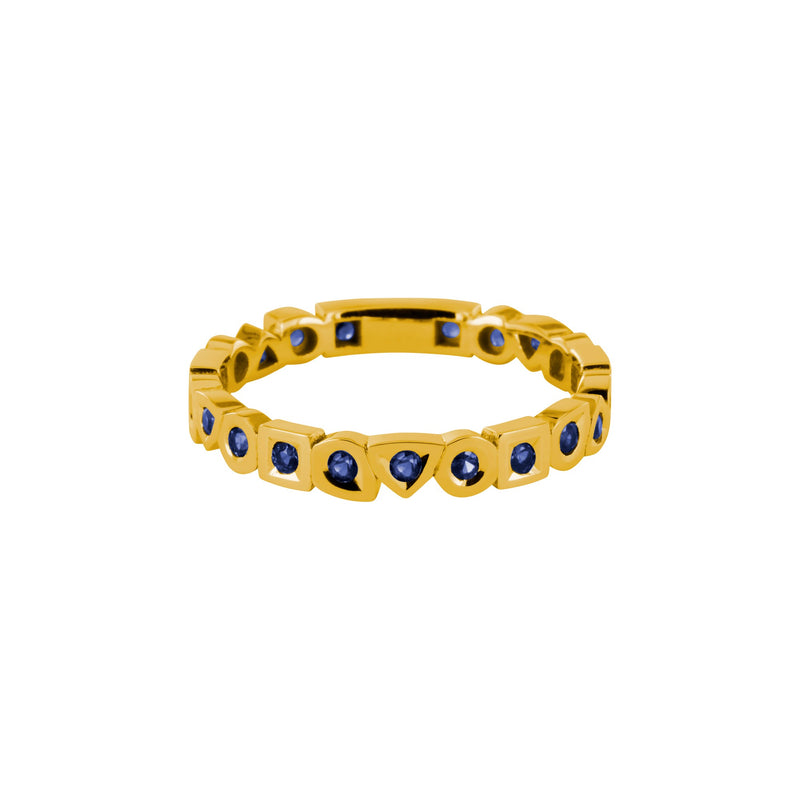 Bague alliance alchimie en or saphir bleu avec 21 saphirs