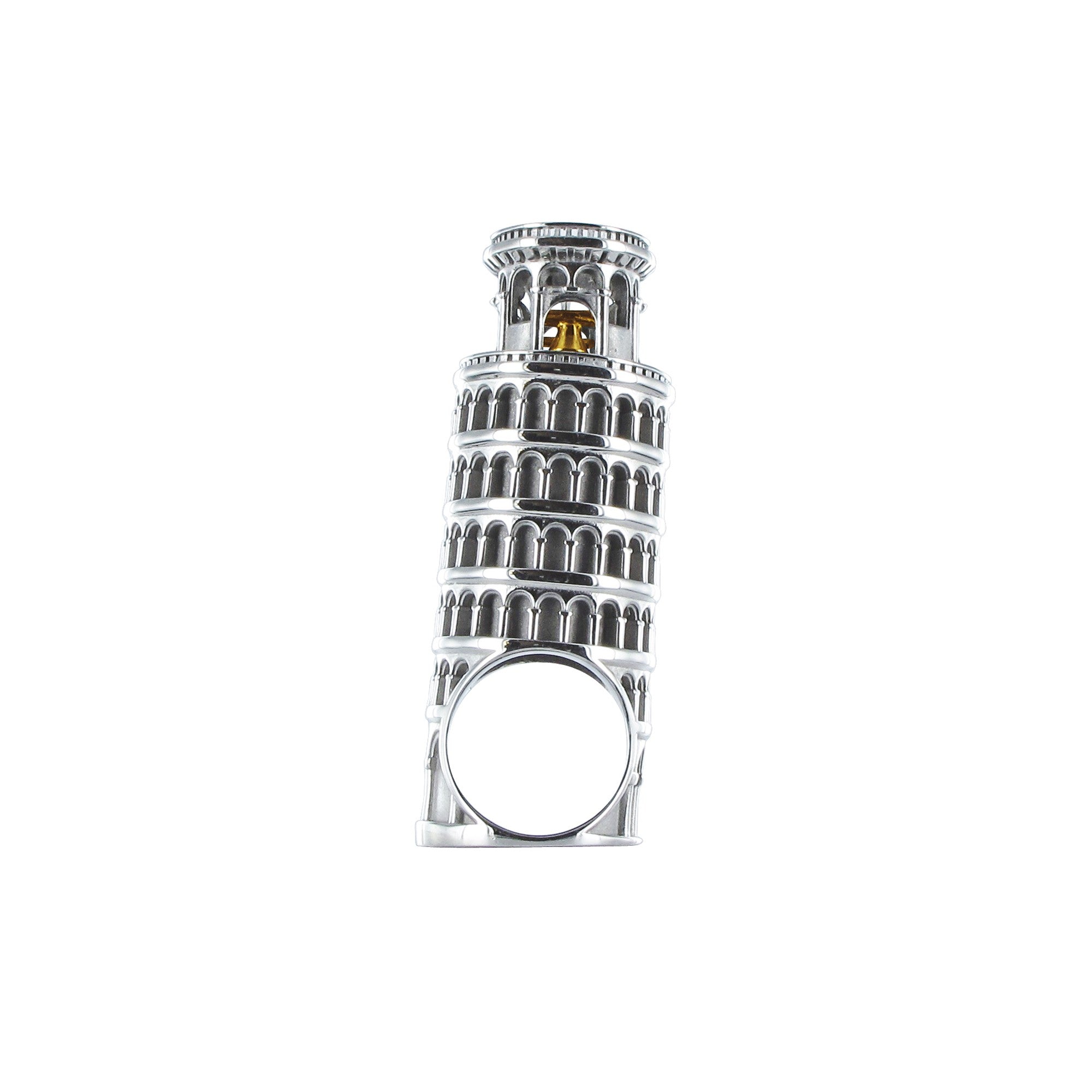 Bague Architecture Tour de Pise en argent Tournaire