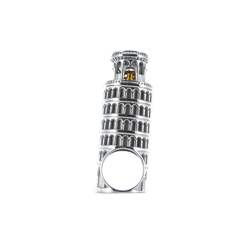 Bague Architecture Tour de Pise en argent Tournaire