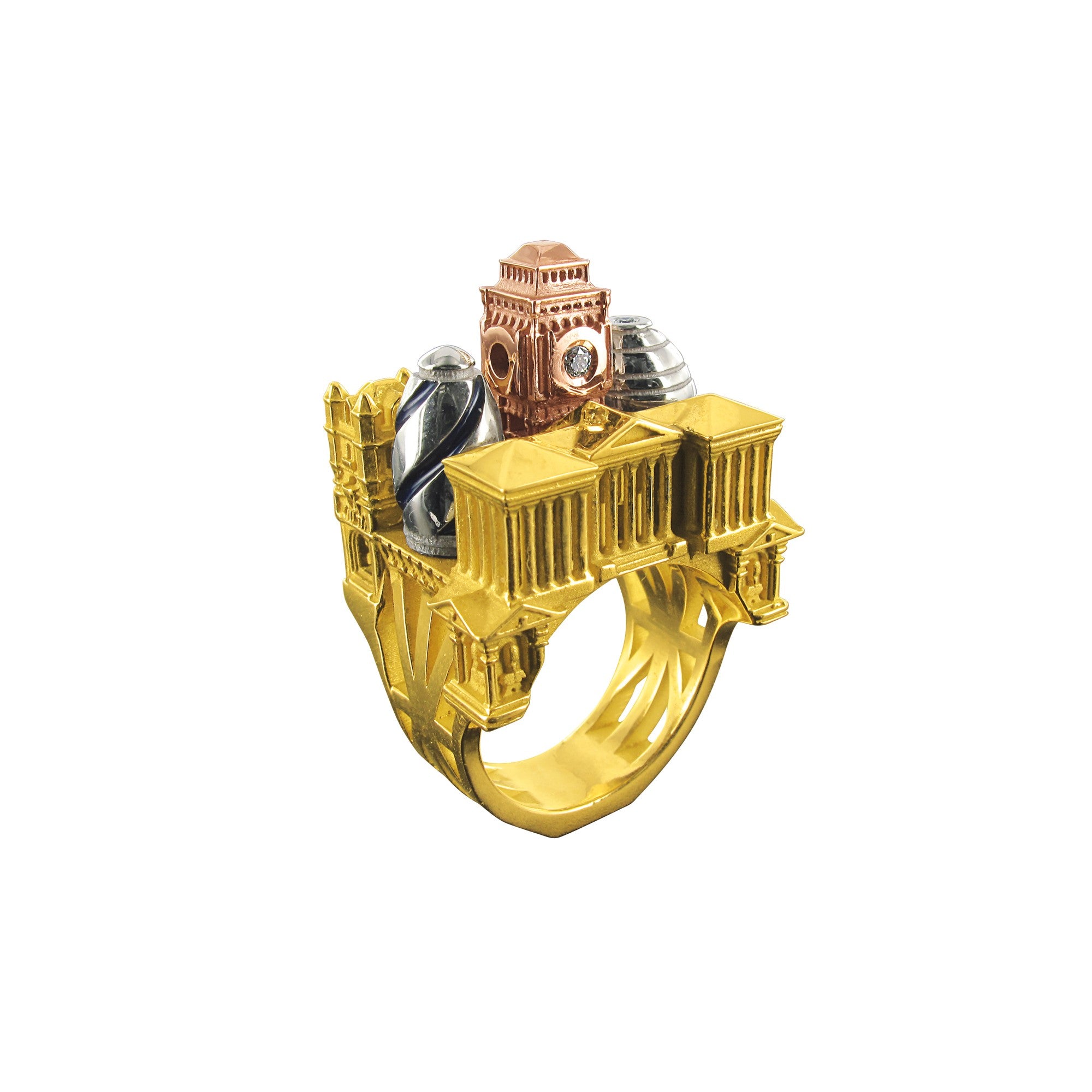 Architecture London ring in gold Tournaire