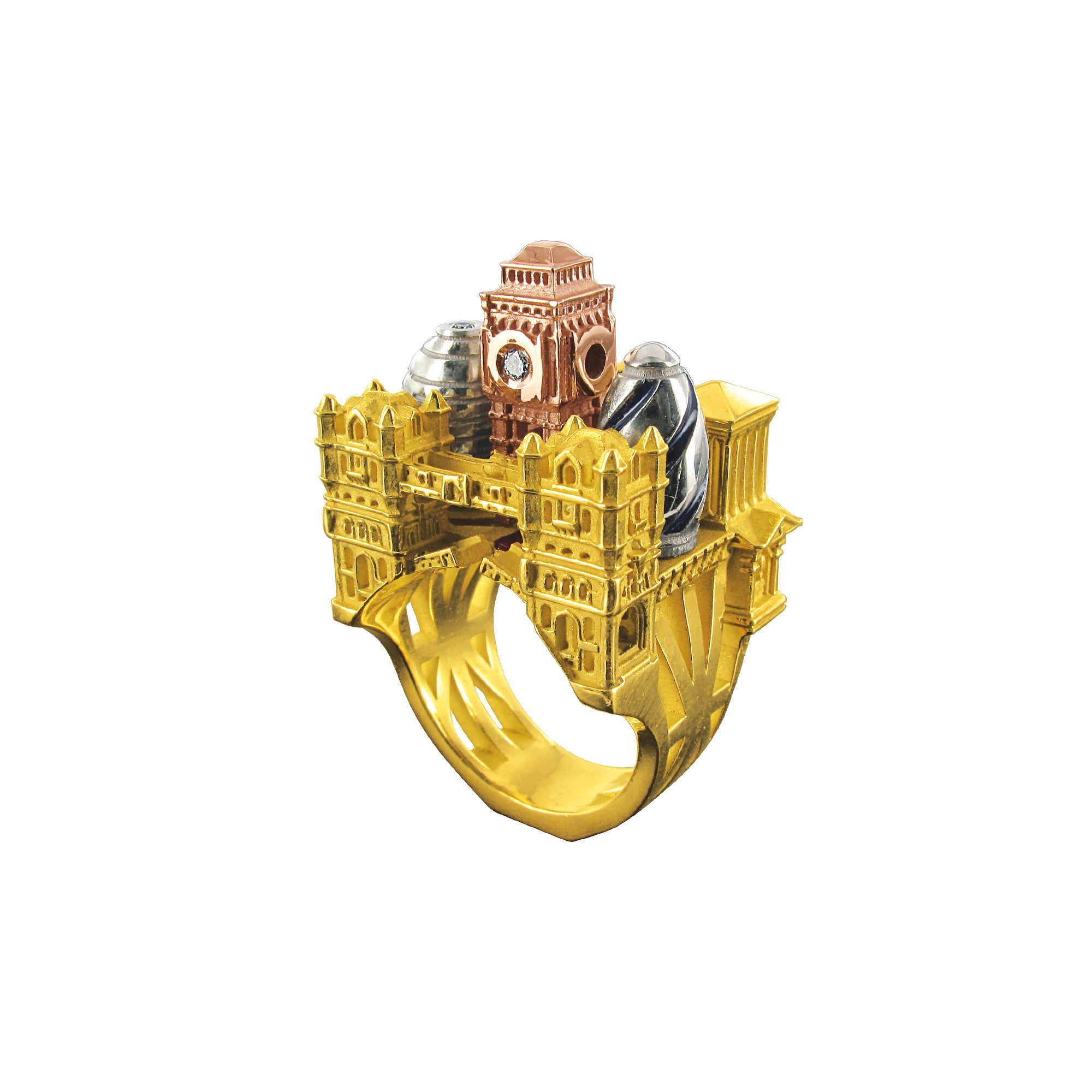 Architecture London ring in gold Tournaire