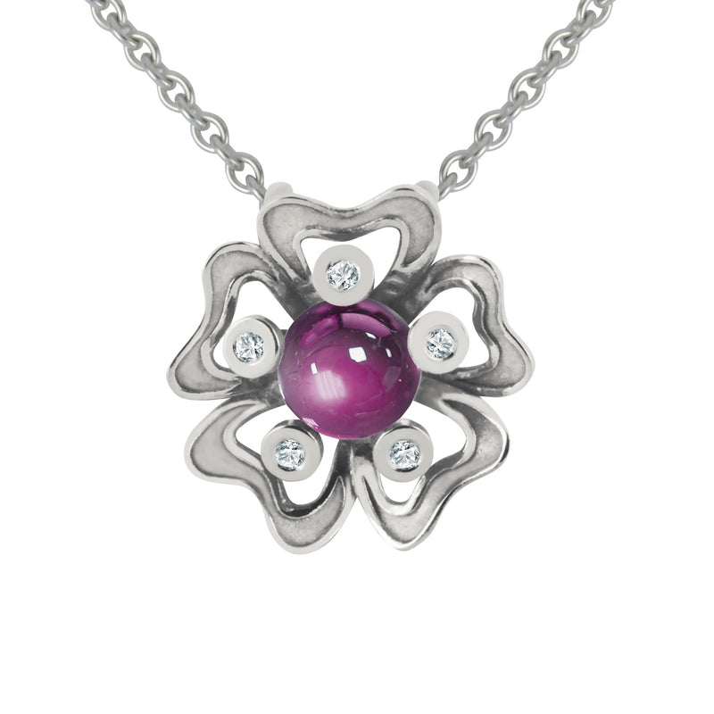 Pendant Pensée Sauvage rhodolite M