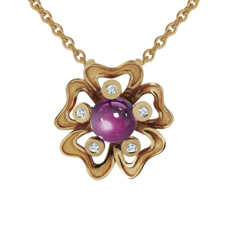 Pendant Pensée Sauvage rhodolite M